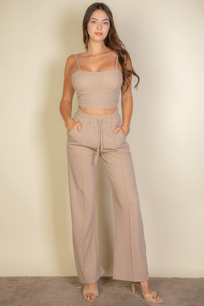 Bustier Crop Cami Top & Slant Pocket Straight Pants (CAPELLA)