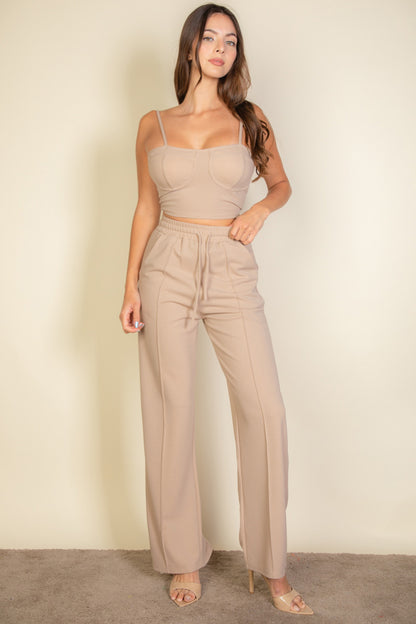 Bustier Crop Cami Top & Slant Pocket Straight Pants (CAPELLA)