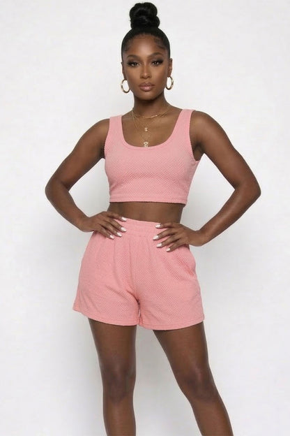 Crop Tank Top and Shorts Set