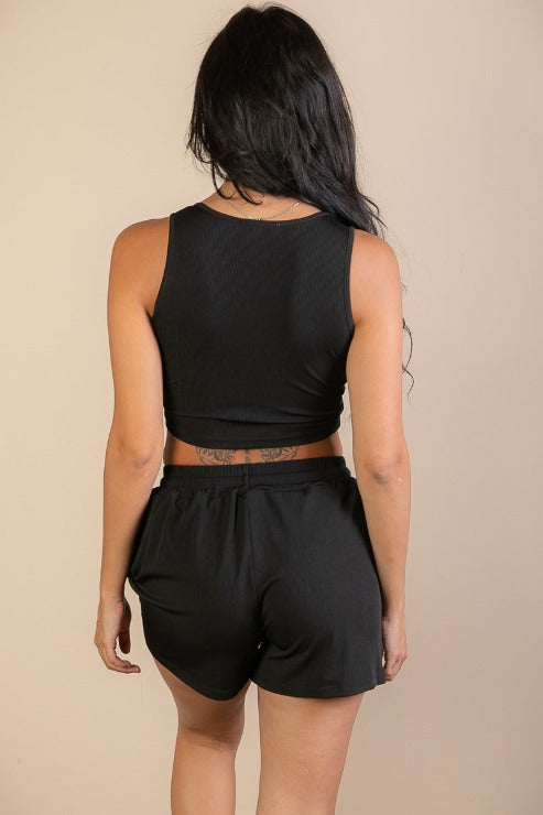 Ribbed Crop Tank Top & Shorts Set - Capella Apparel