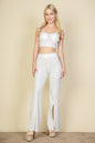 Bustier Crop Top & Front Slit Wide Leg Pants - Capella Apparel