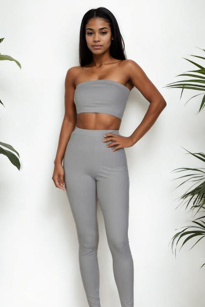 Ribbed Tube Top & Leggings Set - Capella Apparel