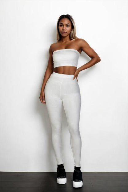 Ribbed Tube Top & Leggings Set - Capella Apparel