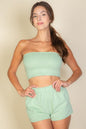 Simple Solid Color Tube Top And Shorts Two Piece Set (CAPELLA)