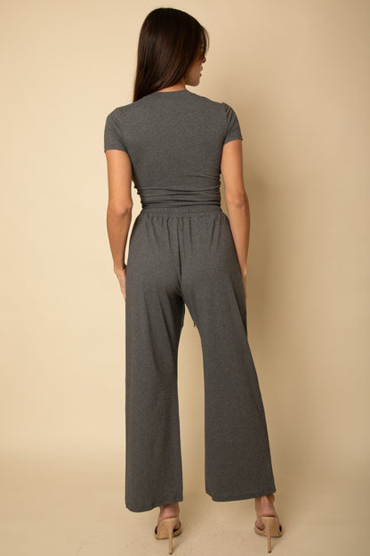 Relaxed Fit Top and Wide-Leg Pants Set