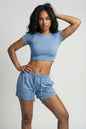 Ribbed Knit Drawstring Lounge Shorts Set