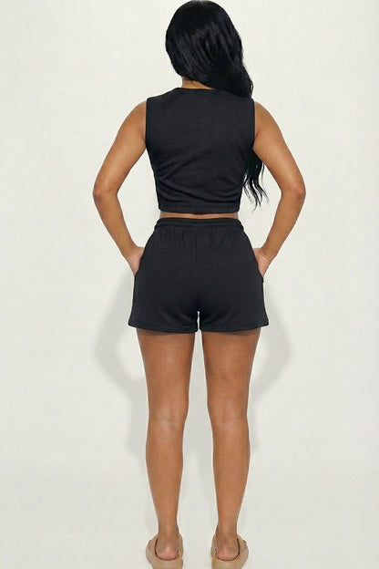 Cotton French Terry Crop Top & Shorts Set