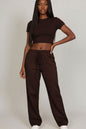2-Piece Crop Tee & Wide Leg Lounge Pants Set