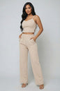 Spaghetti Strap Bralette Top & Wide Leg Pants Set