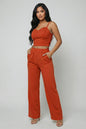 Spaghetti Strap Bralette Top & Wide Leg Pants Set