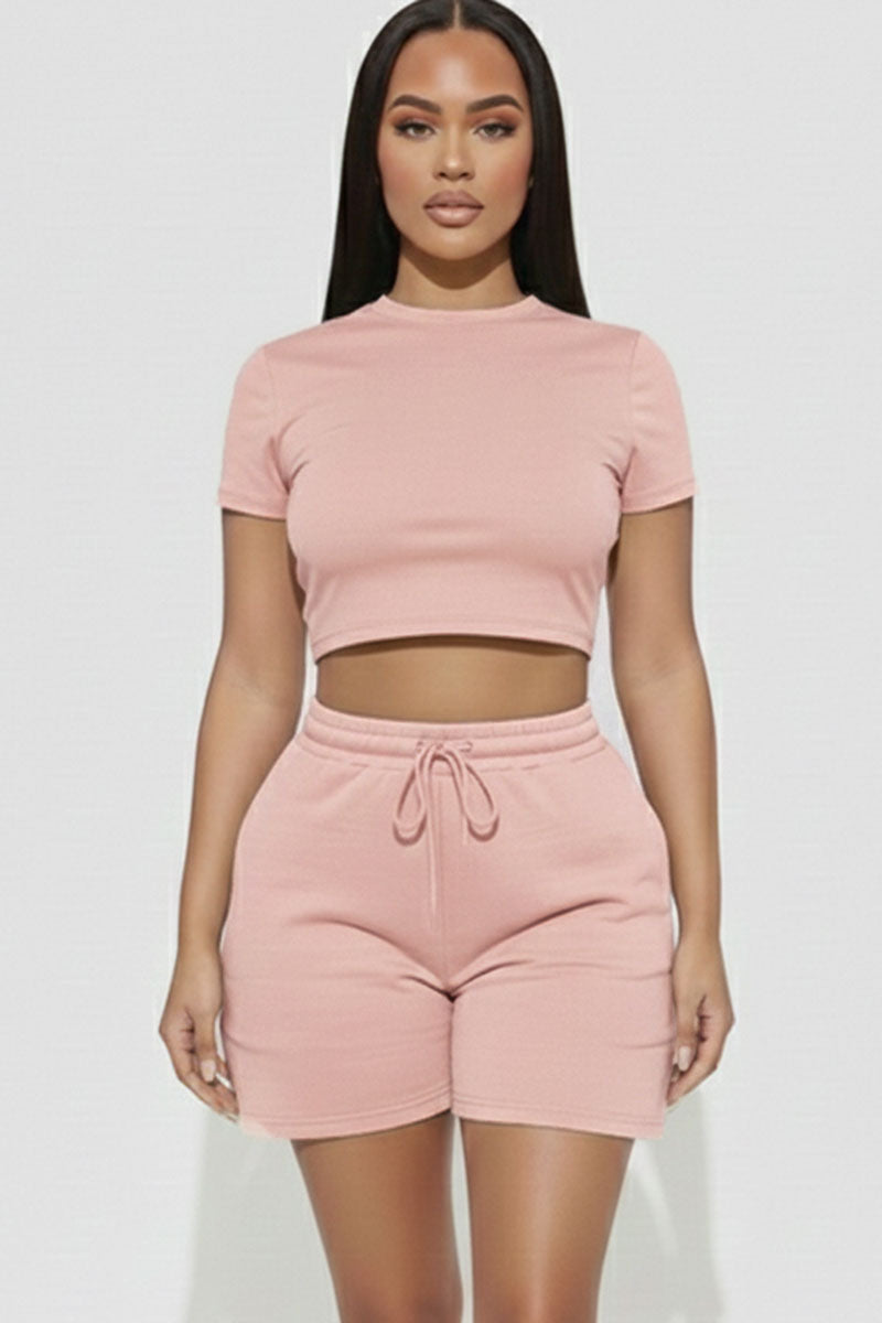 Fitted Crop Tee & Adjustable Drawstring Shorts Set – Wholesale