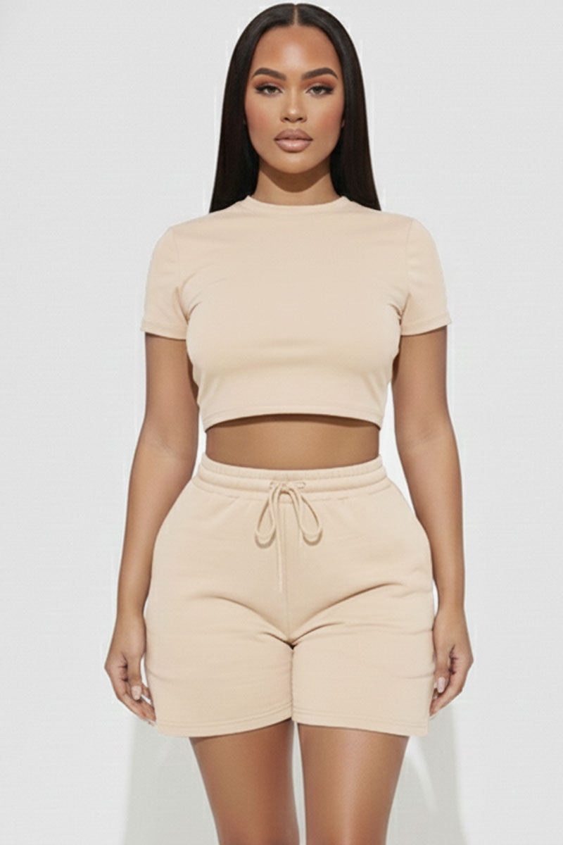 Fitted Crop Tee & Adjustable Drawstring Shorts Set – Wholesale