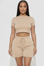 Fitted Crop Tee & Adjustable Drawstring Shorts Set
