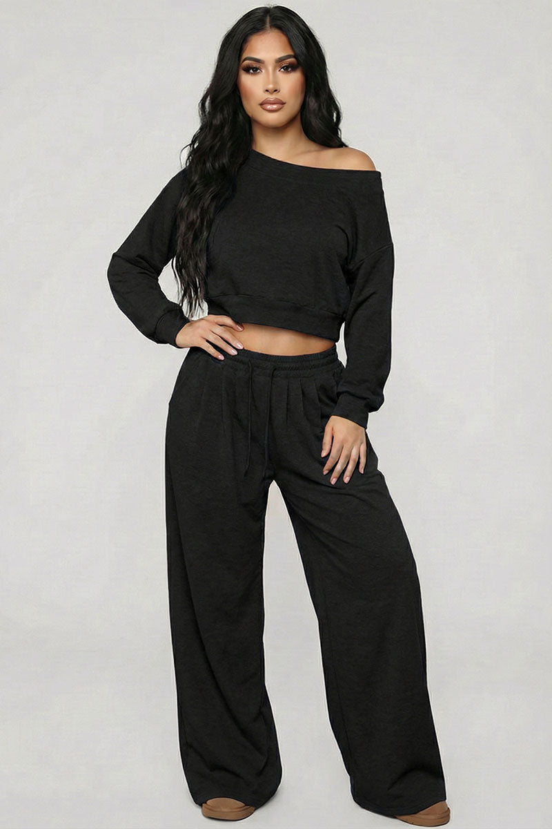 Effortless Ease French Terry Off-Shoulder Lounge Set – Wholesale