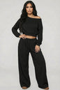 Effortless Ease French Terry Off-Shoulder Lounge Set