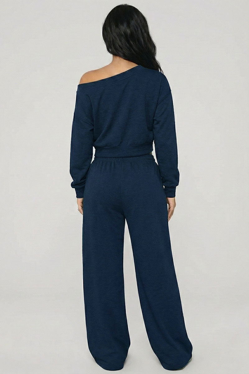 Effortless Ease French Terry Off-Shoulder Lounge Set