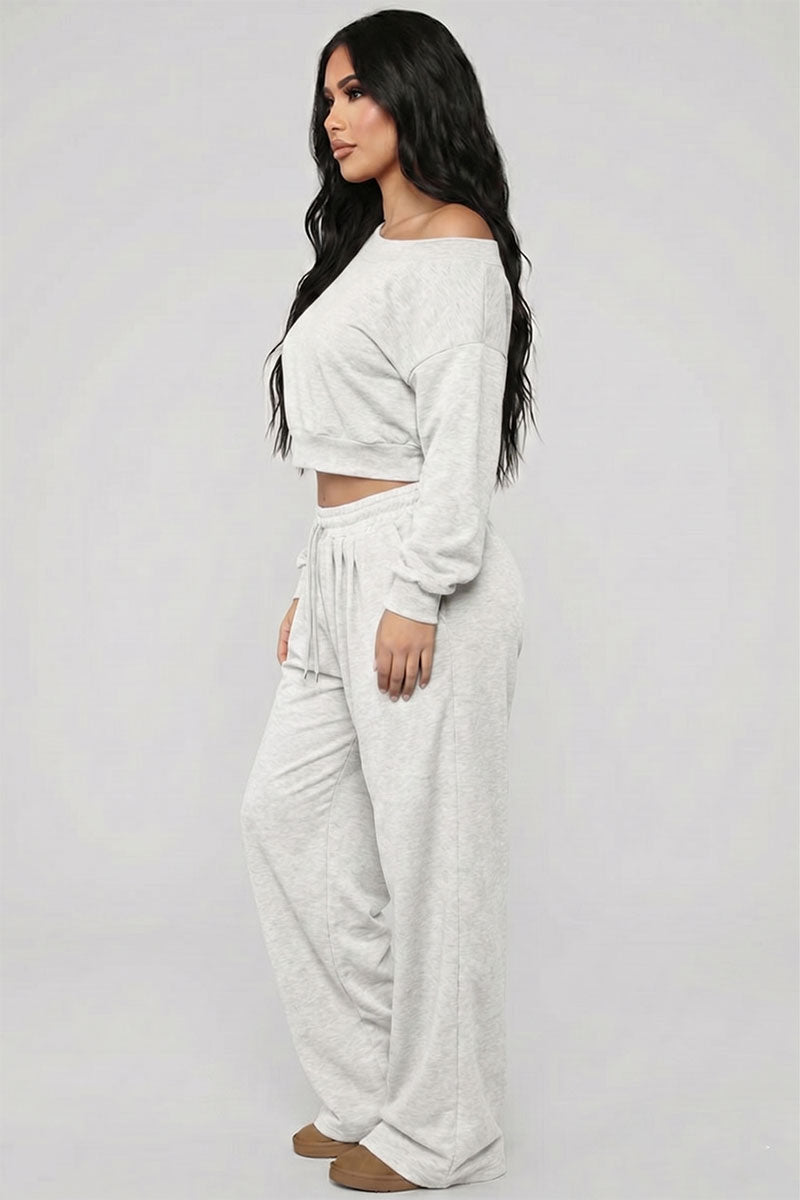 Effortless Ease French Terry Off-Shoulder Lounge Set – Wholesale