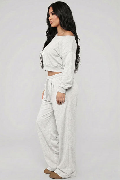 Effortless Ease French Terry Off-Shoulder Lounge Set