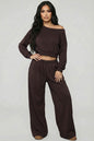 Effortless Ease French Terry Off-Shoulder Lounge Set