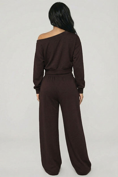 Effortless Ease French Terry Off-Shoulder Lounge Set