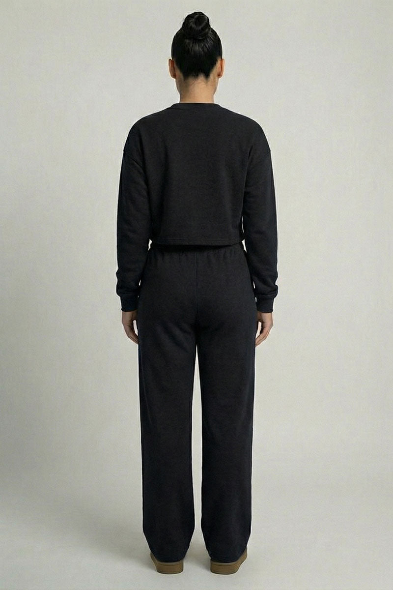 Essential Cropped Top and Seam Detail Patch Pocket Pants Two-Piece