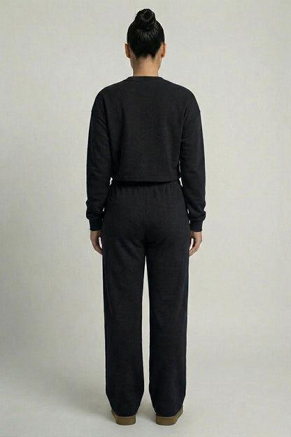 Essential Cropped Top and Seam Detail Patch Pocket Pants Two-Piece Set