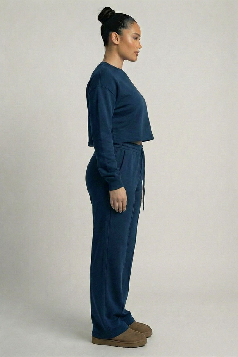 Essential Cropped Top and Seam Detail Patch Pocket Pants Two-Piece Set