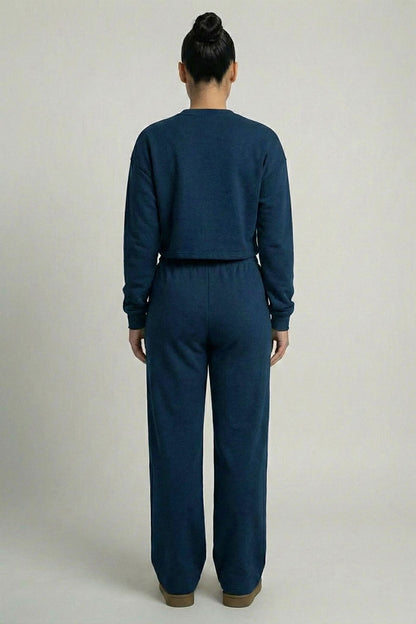 Essential Cropped Top and Seam Detail Patch Pocket Pants Two-Piece Set