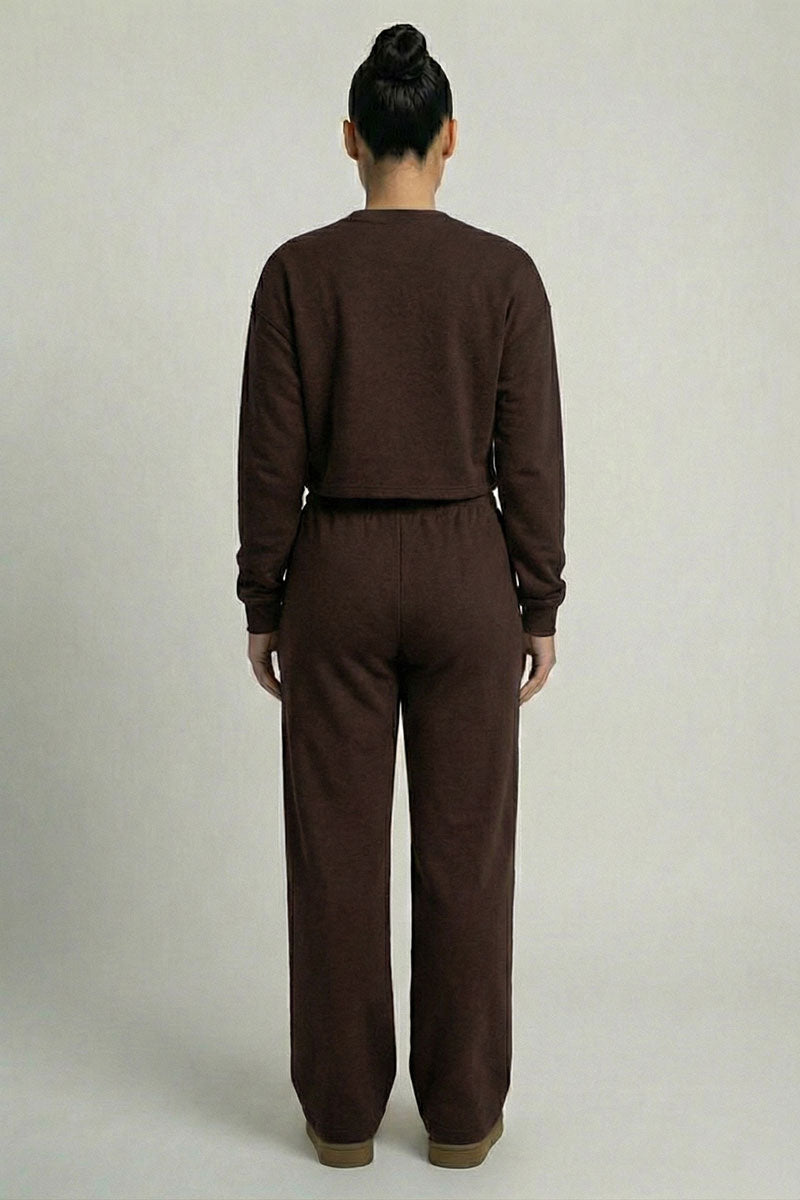 Essential Cropped Top and Seam Detail Patch Pocket Pants Two-Piece Set