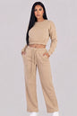 Cropped Long Sleeve Sweatshirt and Wide Leg Pants Lounge Set