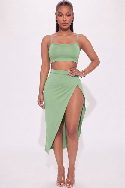 Crop Cami & Split Thigh Maxi Skirt Set