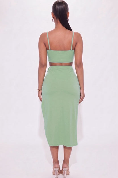 Crop Cami & Split Thigh Maxi Skirt Set
