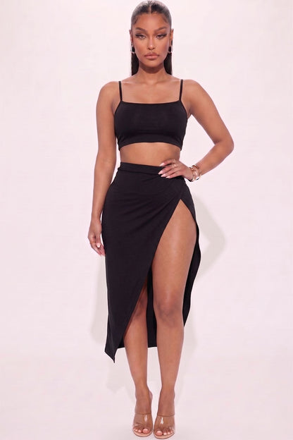Crop Cami & Split Thigh Maxi Skirt Set