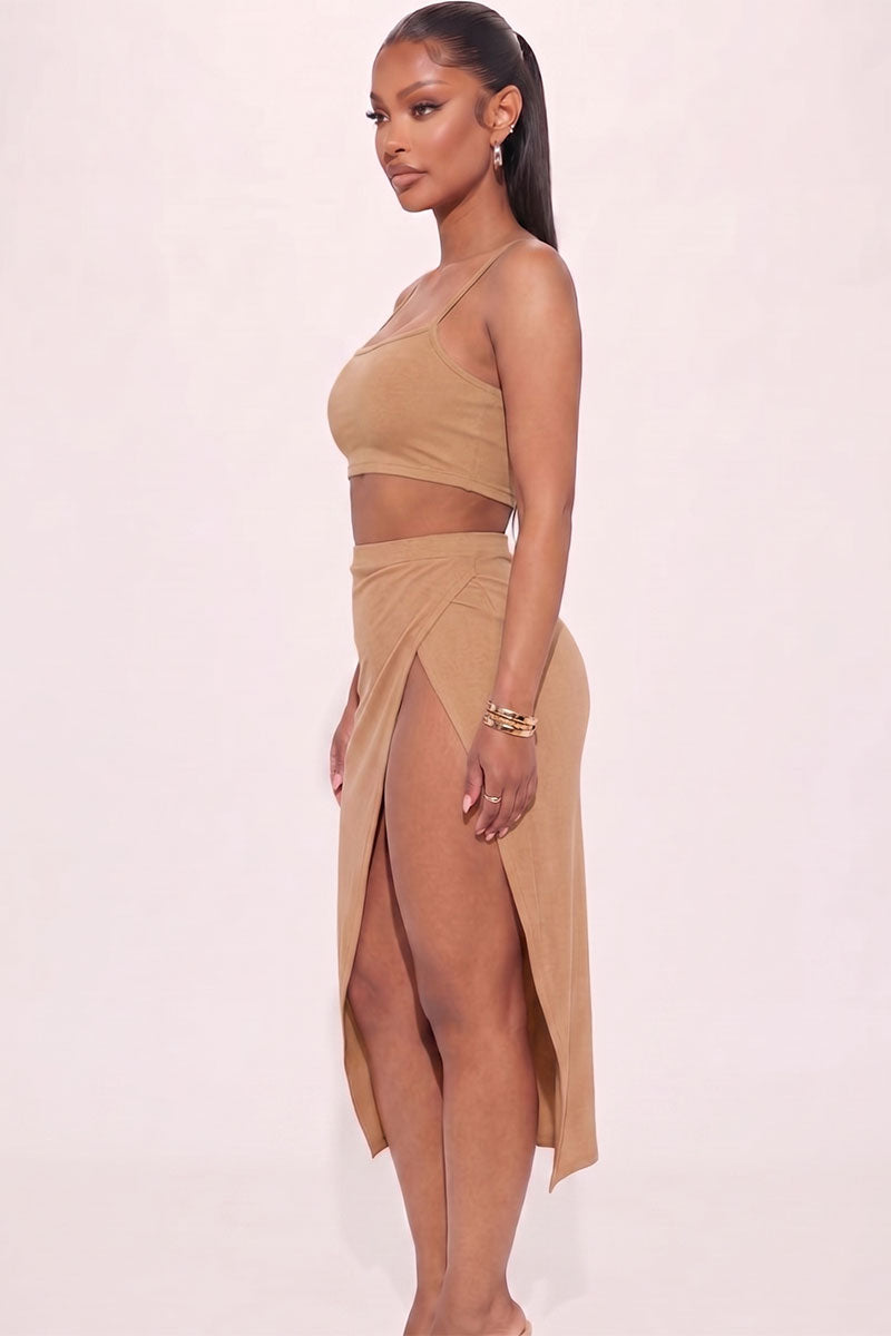 Crop Cami & Split Thigh Maxi Skirt Set – Wholesale Capella Apparel