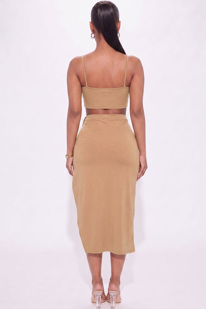 Crop Cami & Split Thigh Maxi Skirt Set