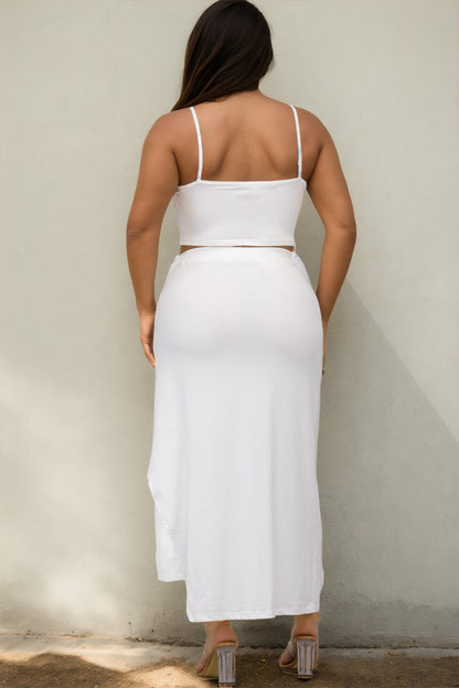 Plus Size Crop Cami & Split Thigh Maxi Skirt Set