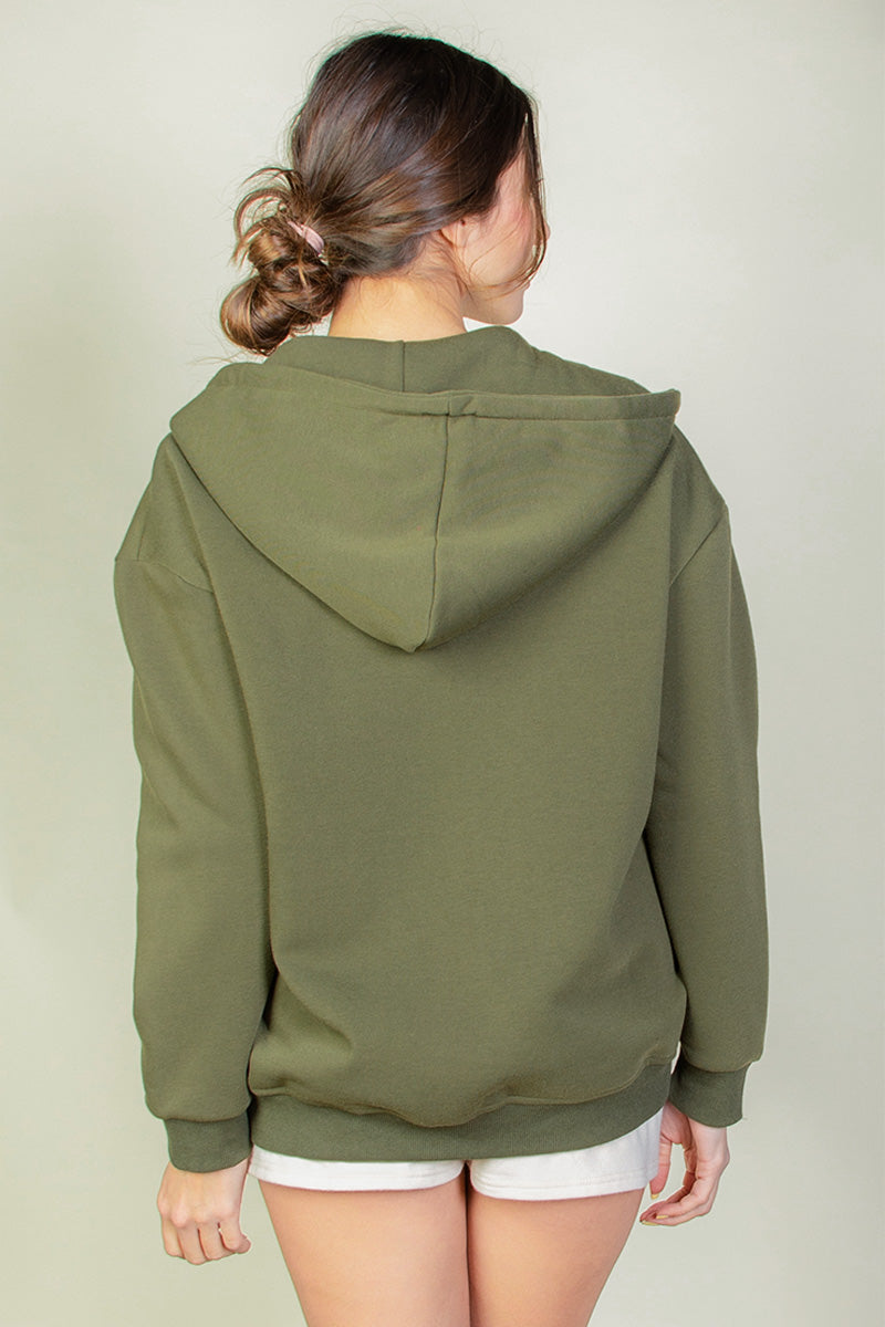 Graphic Drop Shoulder Zipper Up Hoodie – Wholesale Capella Apparel