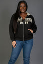 Plus Graphic Drop Shoulder Zipper Up Hoodie