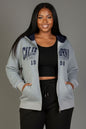 Plus Graphic Drop Shoulder Zipper Up Hoodie