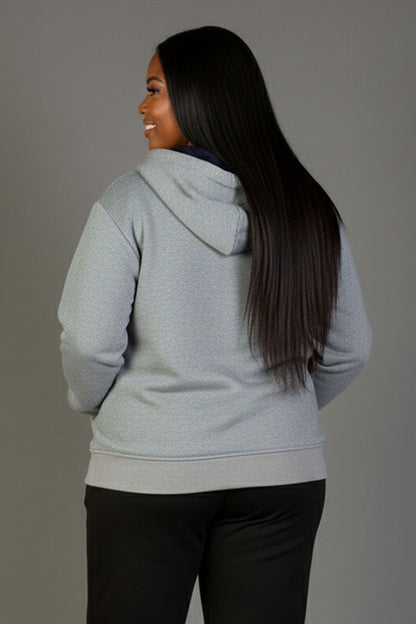 Plus Graphic Drop Shoulder Zipper Up Hoodie