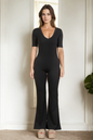 French Terry Short Sleeve Flare Jumpsuit - Capella Apparel