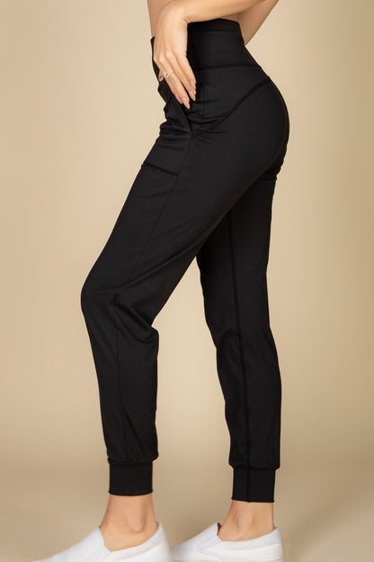 High Waisted Wide Waistband Joggers - Capella Apparel