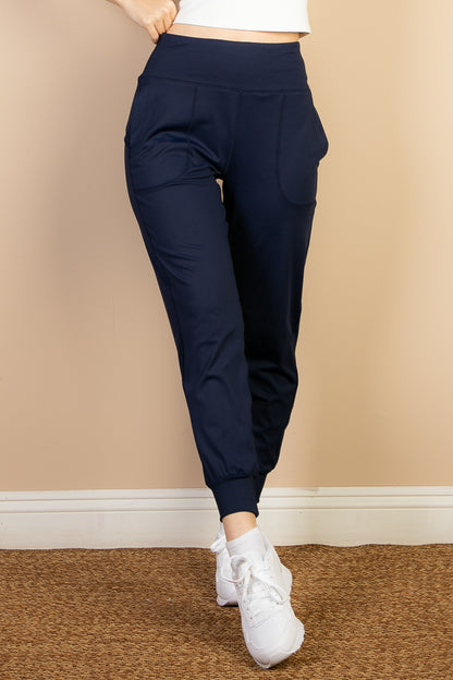 High Waisted Wide Waistband Joggers - Capella Apparel