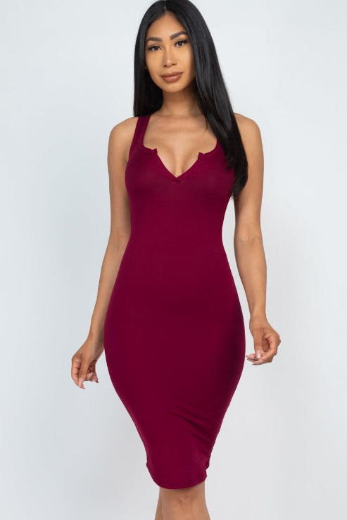 Split Neck Tank Mini Bodycon Dress (CAPELLA) - Capella Apparel