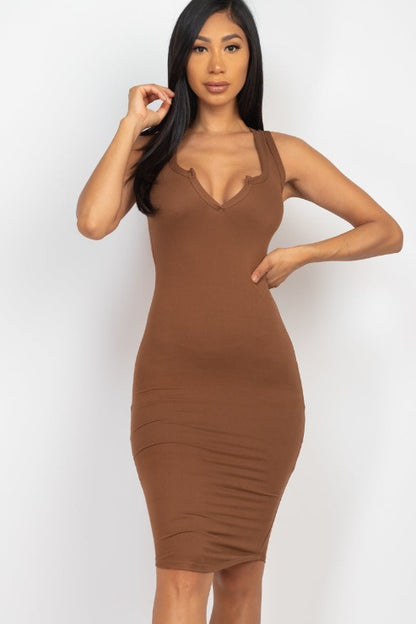 Split Neck Tank Mini Bodycon Dress (CAPELLA) - Capella Apparel