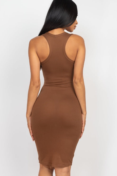 Split Neck Tank Mini Bodycon Dress (CAPELLA) - Capella Apparel