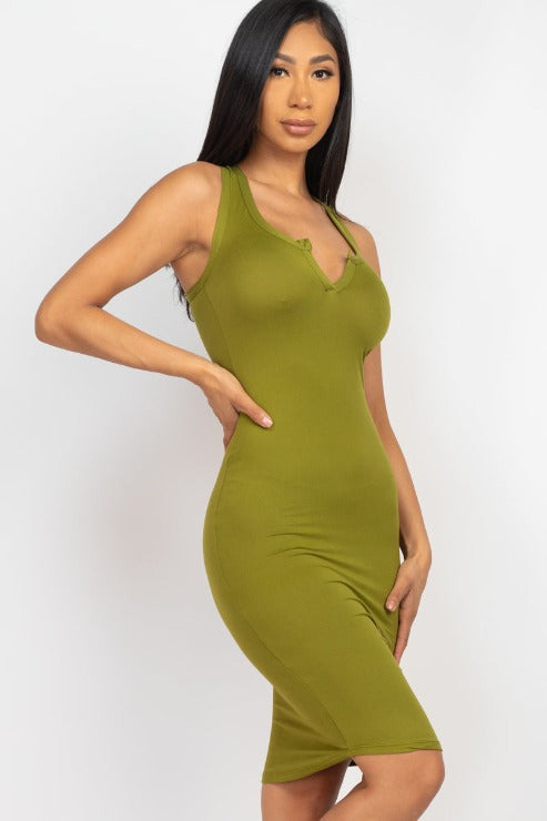 Split Neck Tank Mini Bodycon Dress (CAPELLA) - Capella Apparel