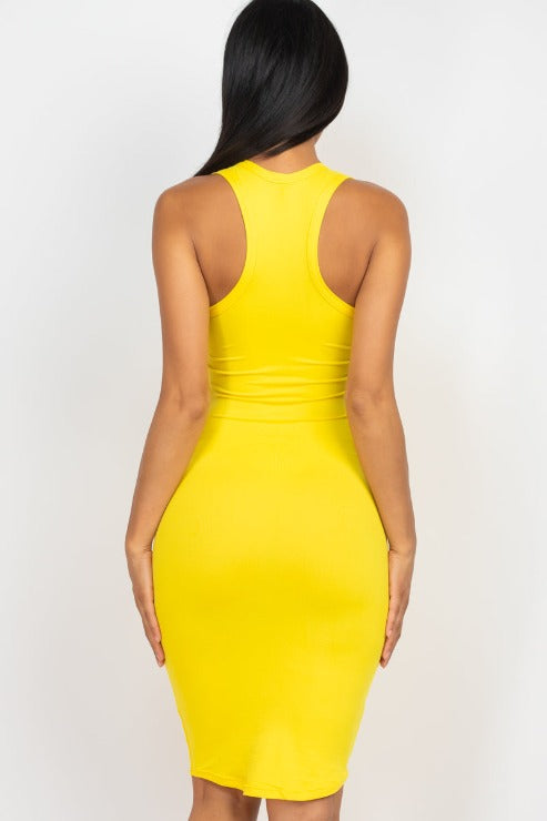 Split Neck Tank Mini Bodycon Dress (CAPELLA) - Capella Apparel