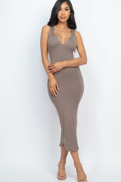 Split Neck Tank Midi Dress (CAPELLA) - Capella Apparel