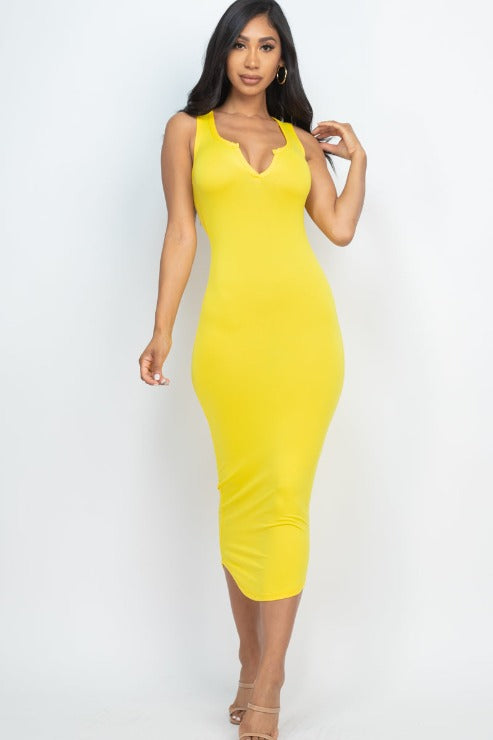 Split Neck Tank Midi Dress - Wholesale Capella Apparel